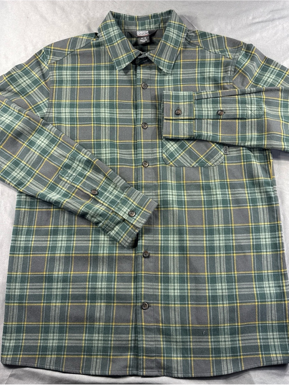 Outdoor Research Kulshan Flannel Long Sleeve Shirt M Mens Green Plaid Gorpcore
